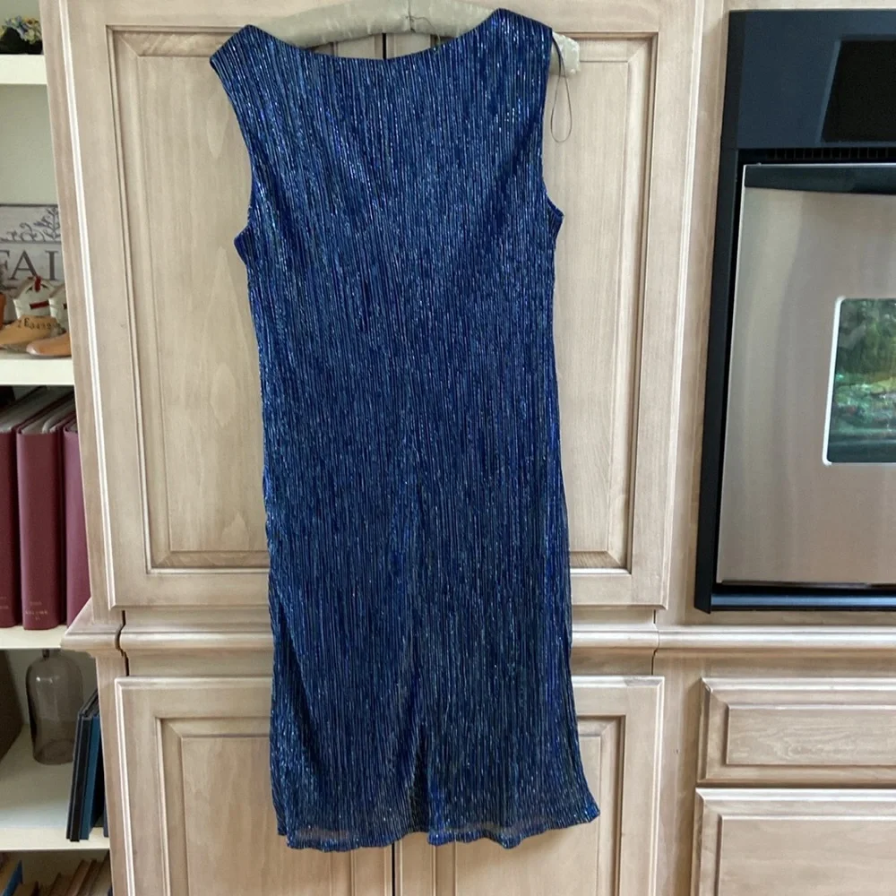 Db Elegant Blue Pleated Jacket and Dress Set sz 10 - Picture 6 of 9